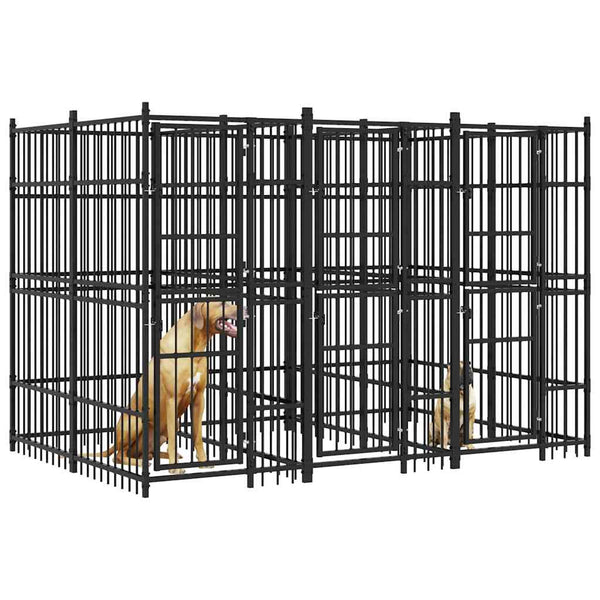 vidaXL Outdoor Dog Kennel Steel 5.53 m²