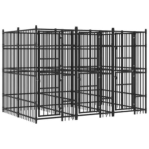 vidaXL Outdoor Dog Kennel Steel 7.37 m²
