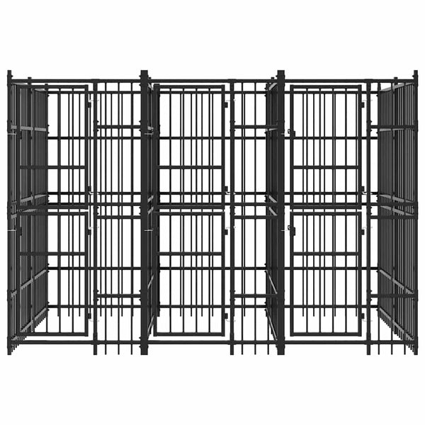 vidaXL Outdoor Dog Kennel Steel 7.37 m²