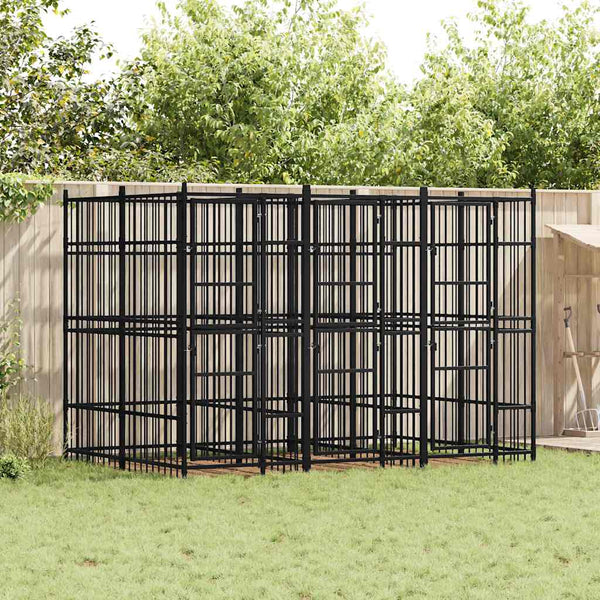 vidaXL Outdoor Dog Kennel Steel 7.37 m²