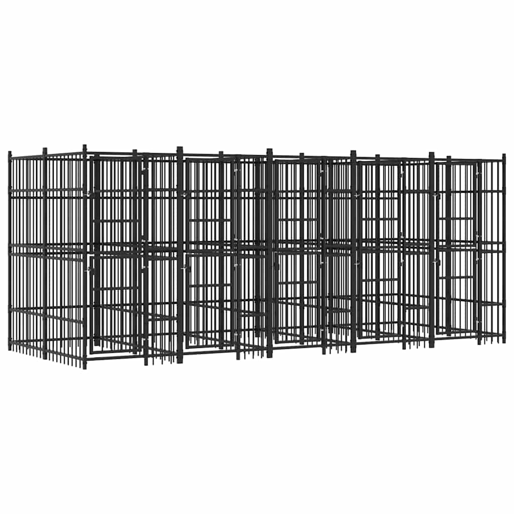 vidaXL Outdoor Dog Kennel Steel 9.22 m²