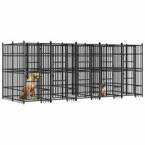 vidaXL Outdoor Dog Kennel Steel 9.22 m²