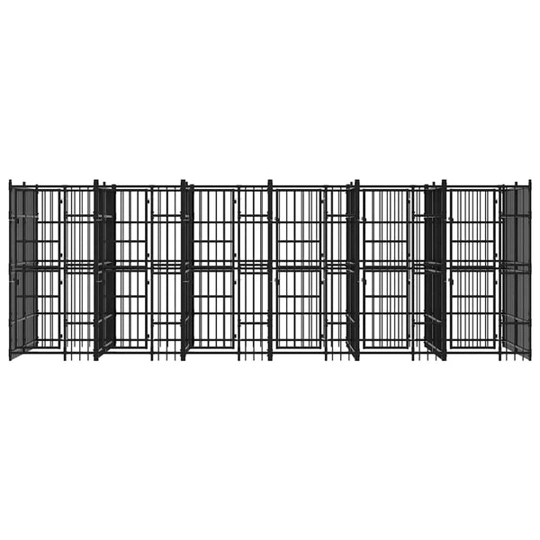 vidaXL Outdoor Dog Kennel Steel 11.06 m²