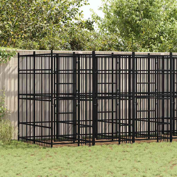 vidaXL Outdoor Dog Kennel Steel 11.06 m²
