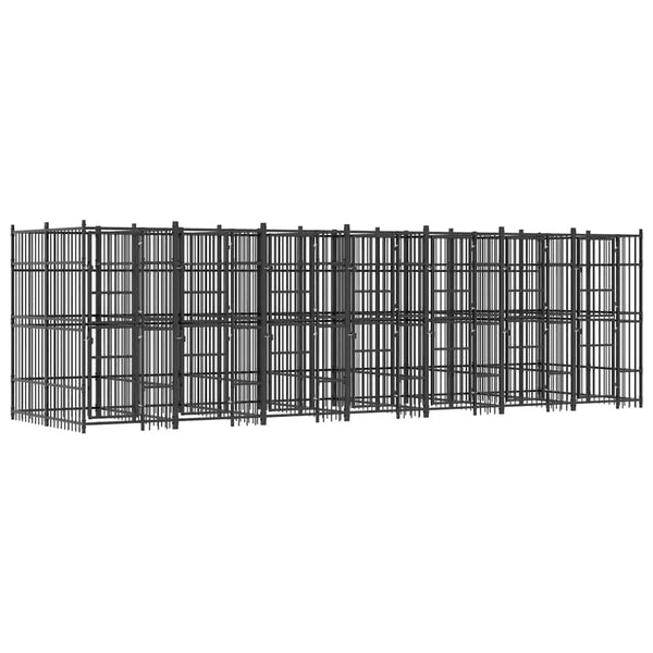 vidaXL Outdoor Dog Kennel Steel 12.9 m²