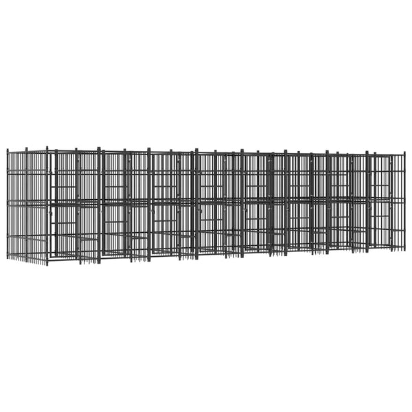 vidaXL Outdoor Dog Kennel Steel 14.75 m²