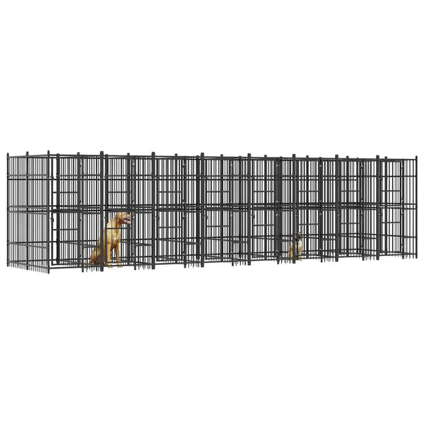 vidaXL Outdoor Dog Kennel Steel 14.75 m²