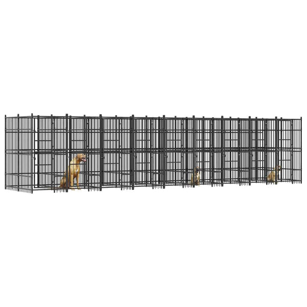 vidaXL Outdoor Dog Kennel Steel 16.59 m²