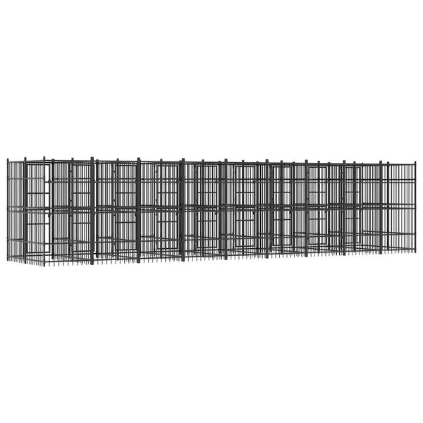 vidaXL Outdoor Dog Kennel Steel 16.59 m²