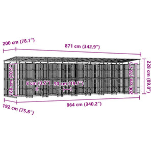 vidaXL Outdoor Dog Kennel Steel 16.59 m²