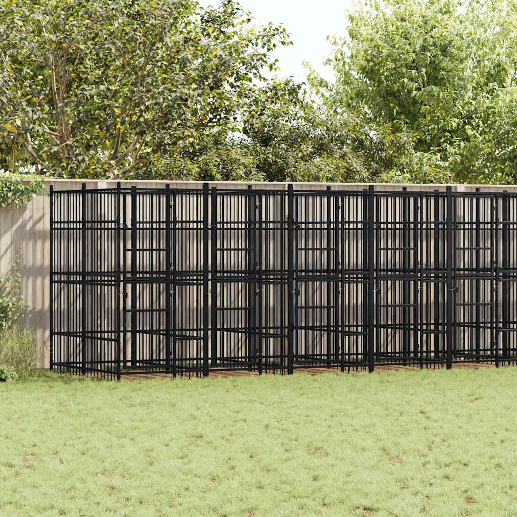 vidaXL Outdoor Dog Kennel Steel 16.59 m²