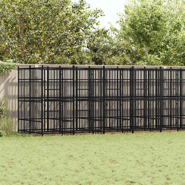 vidaXL Outdoor Dog Kennel Steel 16.59 m²