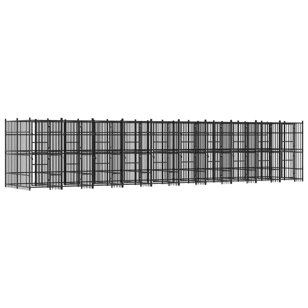 vidaXL Outdoor Dog Kennel Steel 18.43 m²