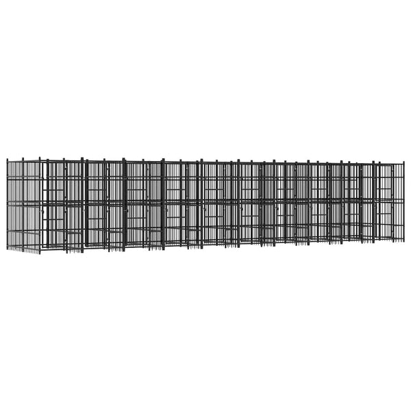 vidaXL Outdoor Dog Kennel Steel 18.43 m²