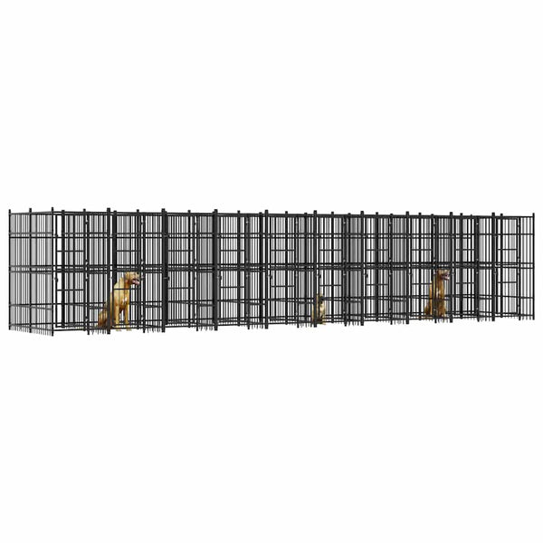 vidaXL Outdoor Dog Kennel Steel 18.43 m²