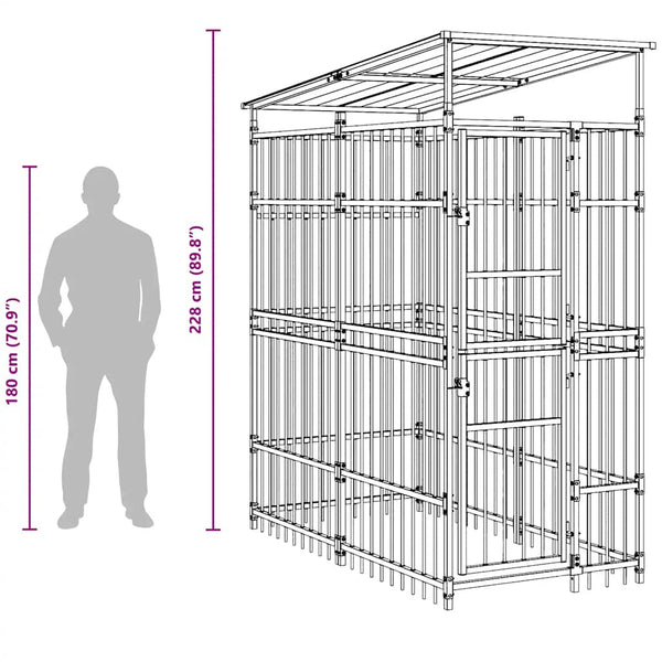vidaXL Outdoor Dog Kennel with Roof Steel 1.84 m²
