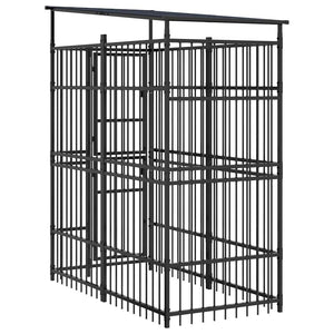 vidaXL Outdoor Dog Kennel with Roof Steel 1.84 m²