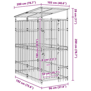vidaXL Outdoor Dog Kennel with Roof Steel 1.84 m²