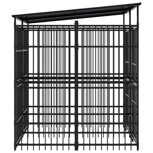 vidaXL Outdoor Dog Kennel with Roof Steel 3.69 m²
