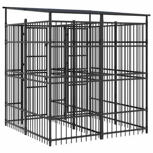vidaXL Outdoor Dog Kennel with Roof Steel 3.69 m²