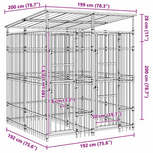 vidaXL Outdoor Dog Kennel with Roof Steel 3.69 m²