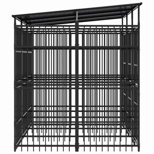 vidaXL Outdoor Dog Kennel with Roof Steel 5.53 m²
