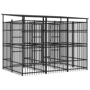 vidaXL Outdoor Dog Kennel with Roof Steel 5.53 m²