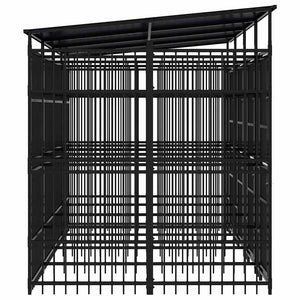 vidaXL Outdoor Dog Kennel with Roof Steel 7.37 m²