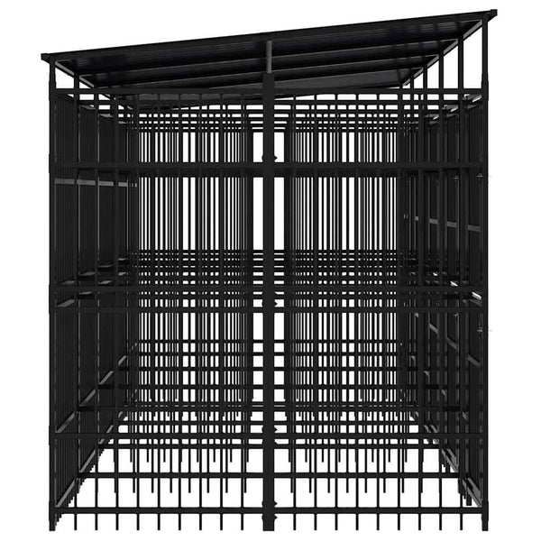 vidaXL Outdoor Dog Kennel with Roof Steel 9.22 m²