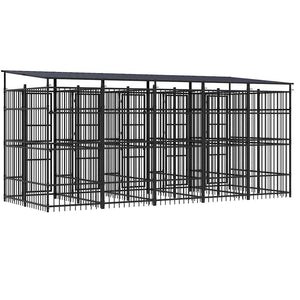 vidaXL Outdoor Dog Kennel with Roof Steel 9.22 m²