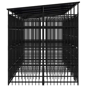 vidaXL Outdoor Dog Kennel with Roof Steel 11.06 m²