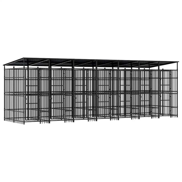 vidaXL Outdoor Dog Kennel with Roof Steel 12.9 m²