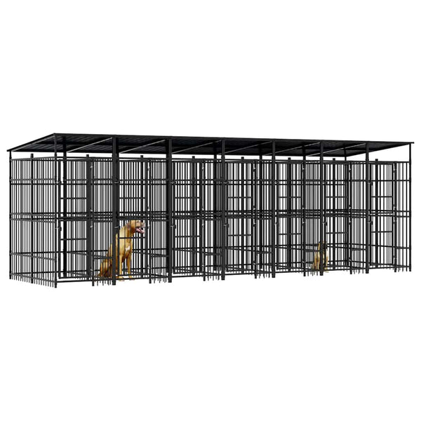 vidaXL Outdoor Dog Kennel with Roof Steel 12.9 m²