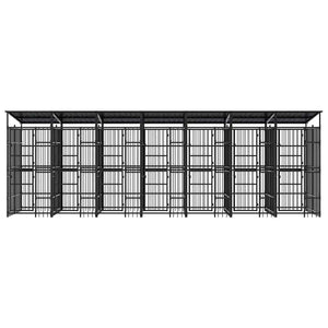 vidaXL Outdoor Dog Kennel with Roof Steel 12.9 m²