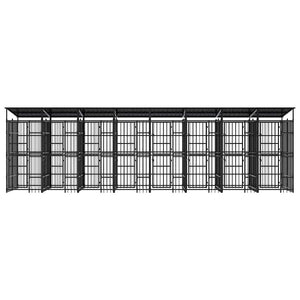 vidaXL Outdoor Dog Kennel with Roof Steel 14.75 m²
