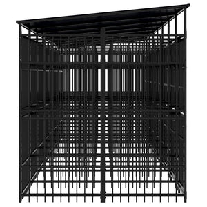 vidaXL Outdoor Dog Kennel with Roof Steel 14.75 m²