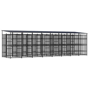 vidaXL Outdoor Dog Kennel with Roof Steel 14.75 m²