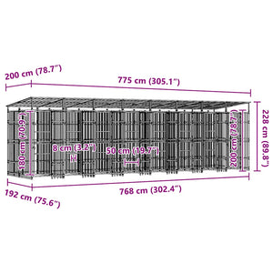 vidaXL Outdoor Dog Kennel with Roof Steel 14.75 m²
