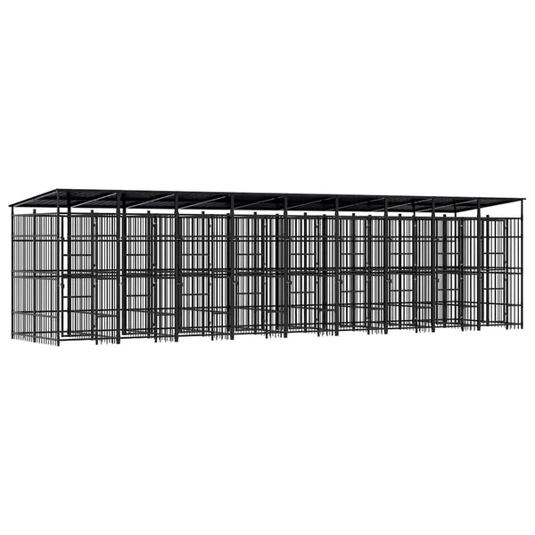vidaXL Outdoor Dog Kennel with Roof Steel 16.59 m²