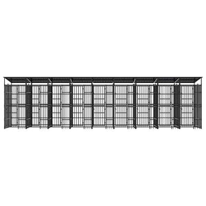 vidaXL Outdoor Dog Kennel with Roof Steel 16.59 m²