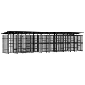 vidaXL Outdoor Dog Kennel with Roof Steel 18.43 m²