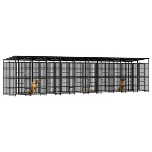 vidaXL Outdoor Dog Kennel with Roof Steel 18.43 m²