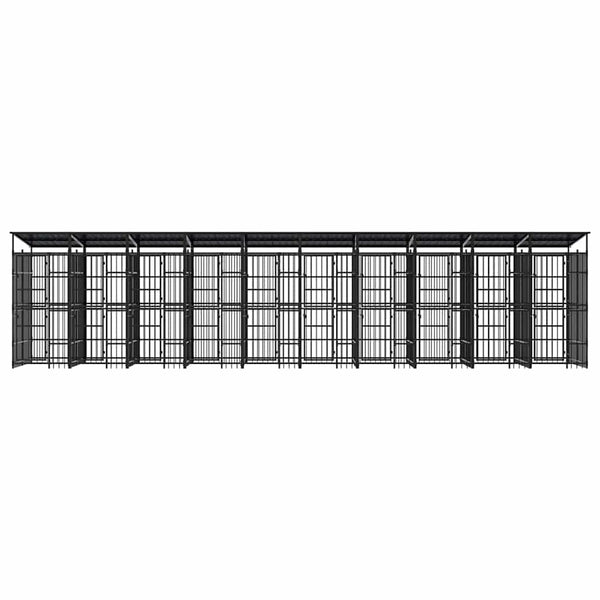 vidaXL Outdoor Dog Kennel with Roof Steel 18.43 m²