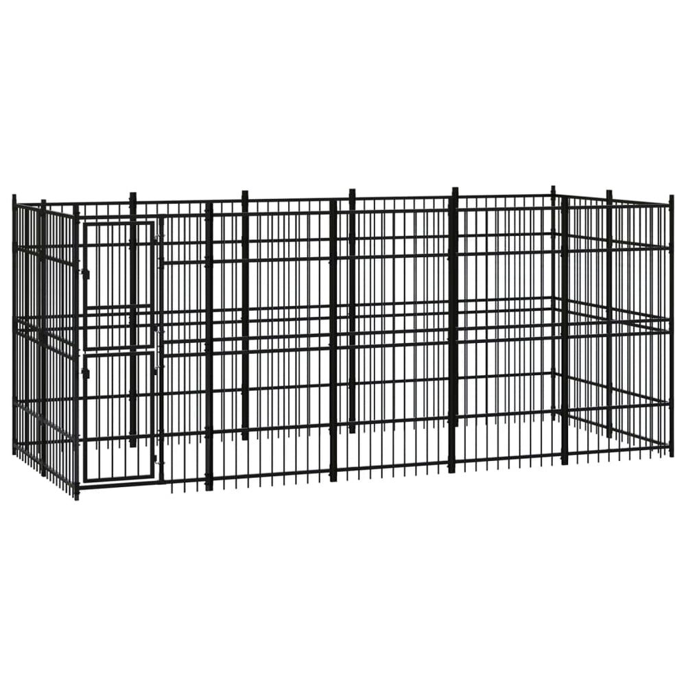 vidaXL Outdoor Dog Kennel Steel 9.22 m²