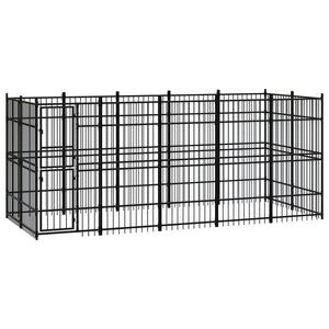 vidaXL Outdoor Dog Kennel Steel 9.22 m²