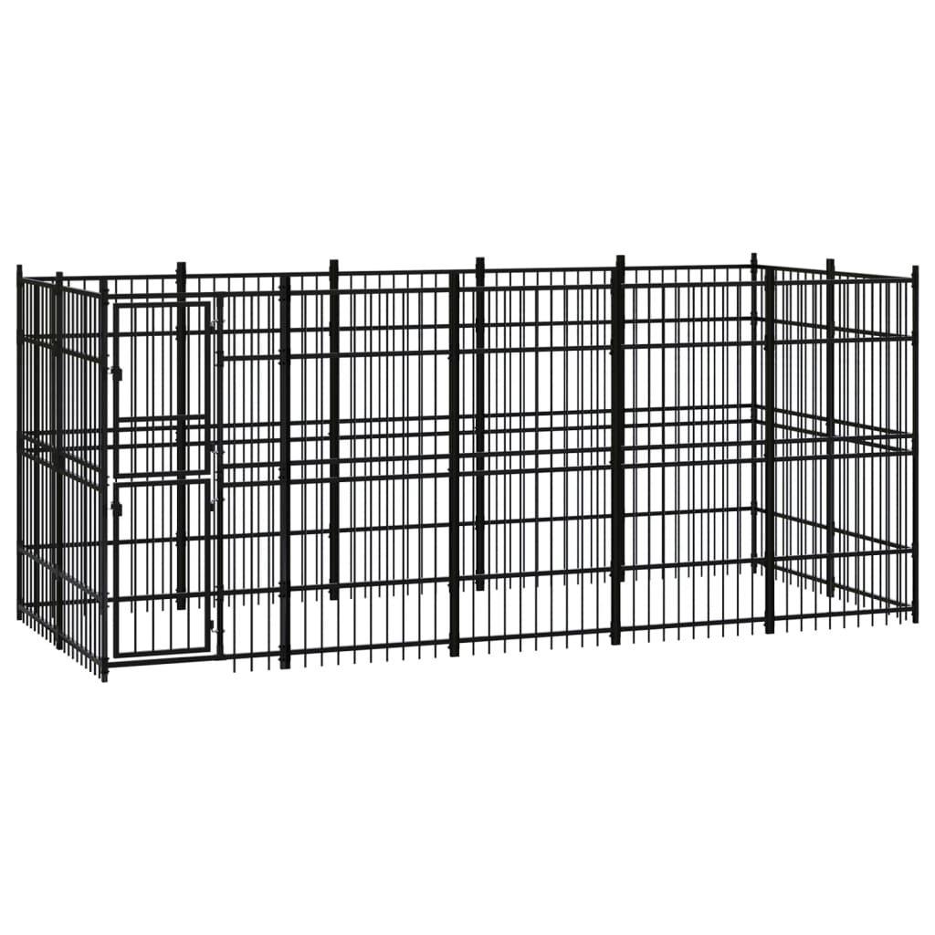 vidaXL Outdoor Dog Kennel Steel 9.22 m²
