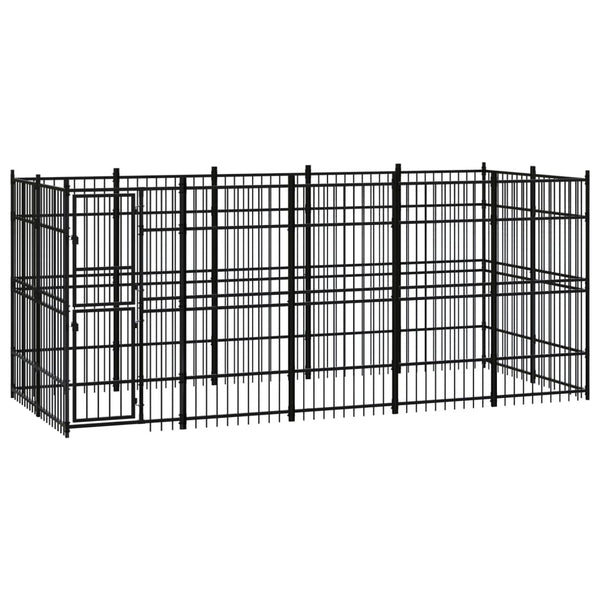 vidaXL Outdoor Dog Kennel Steel 9.22 m²