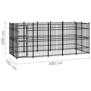 vidaXL Outdoor Dog Kennel Steel 9.22 m²