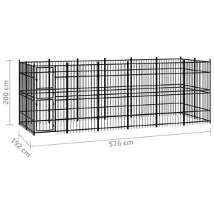 vidaXL Outdoor Dog Kennel Steel 11.06 m²