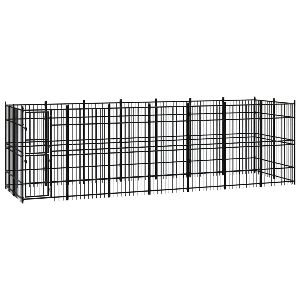 vidaXL Outdoor Dog Kennel Steel 12.9 m²